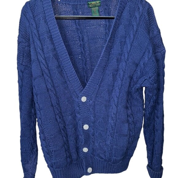 Robinson's Private Stock Hand Knit Men's Sweater Size Large Cable Knit Cardigan - Picture 1 of 9